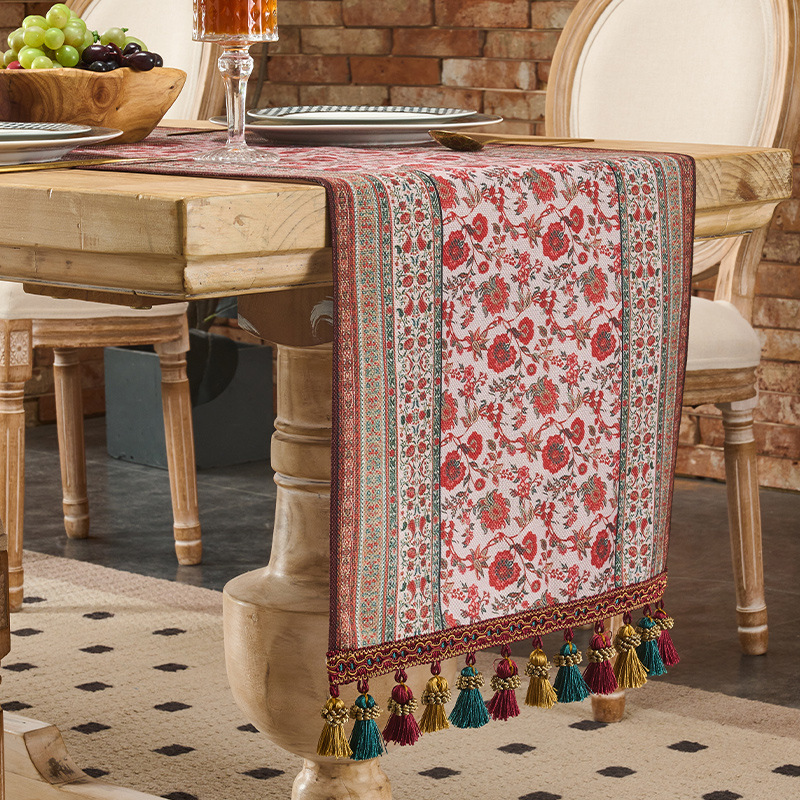 Suministro exclusivo transfronterizo de mantel retro, mantel rectangular impermeable para restaurante, mantel para aparador de comedor, mantel rojo para Año Nuevo.