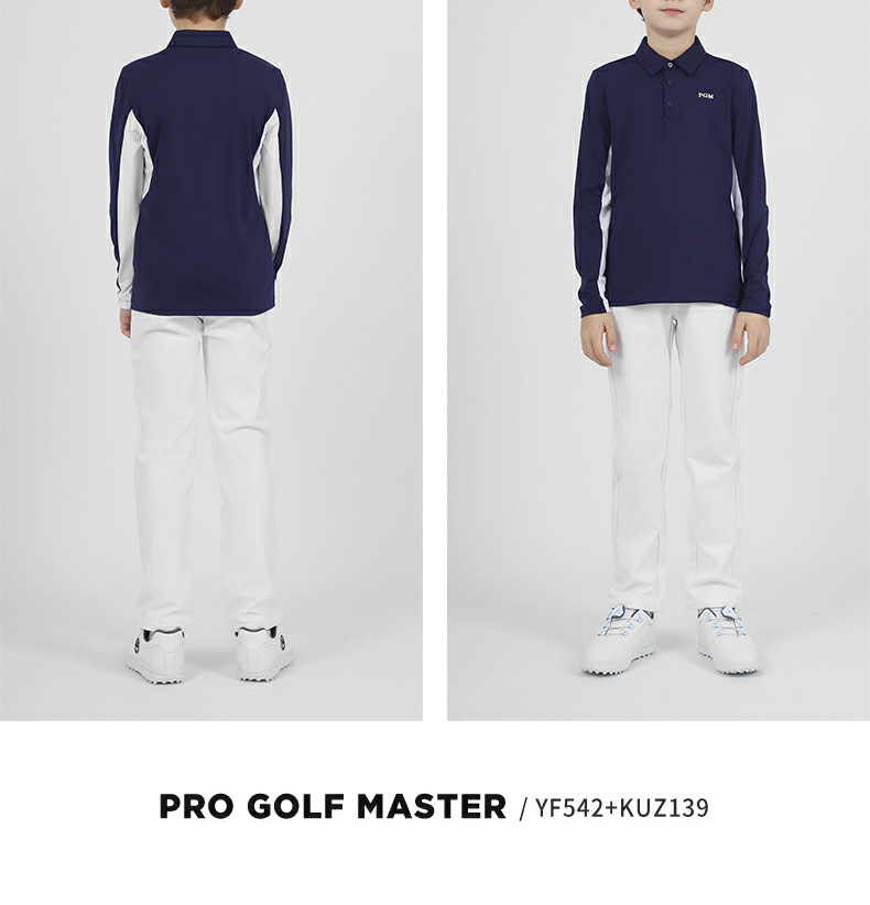 Áo golf dài tay trẻ em PGM – áo thun thể thao bé trai thiết kế ve áo mềm mại — YF542-màu xanh nhạt, YF542-màu xanh nước biển, YF542-màu trắng chi tiết 10