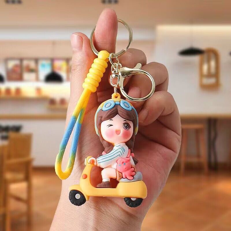 钥匙扣新款创意电动车女可爱情侣钥匙链挂件车书包挂饰卡通小礼物|undefined