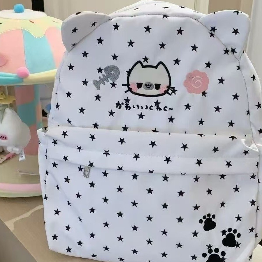 Cross-Border Hot-Selling Star Cat Backpack with Embroidered Paw Prints, Japanese-Style Girl Backpack, Middle School Student School Bag Wholesale