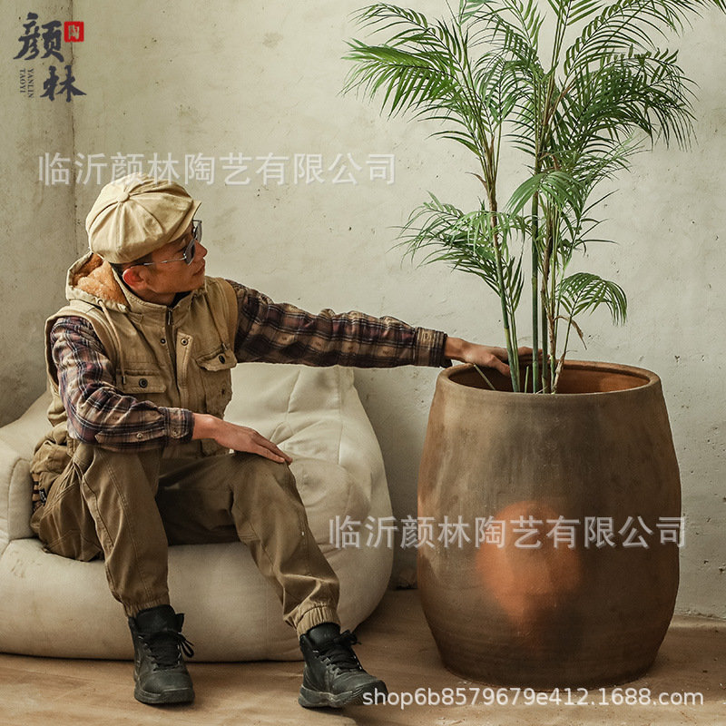 Retro color de cerámica maceta de viento tranquilo maceta de cerámica
