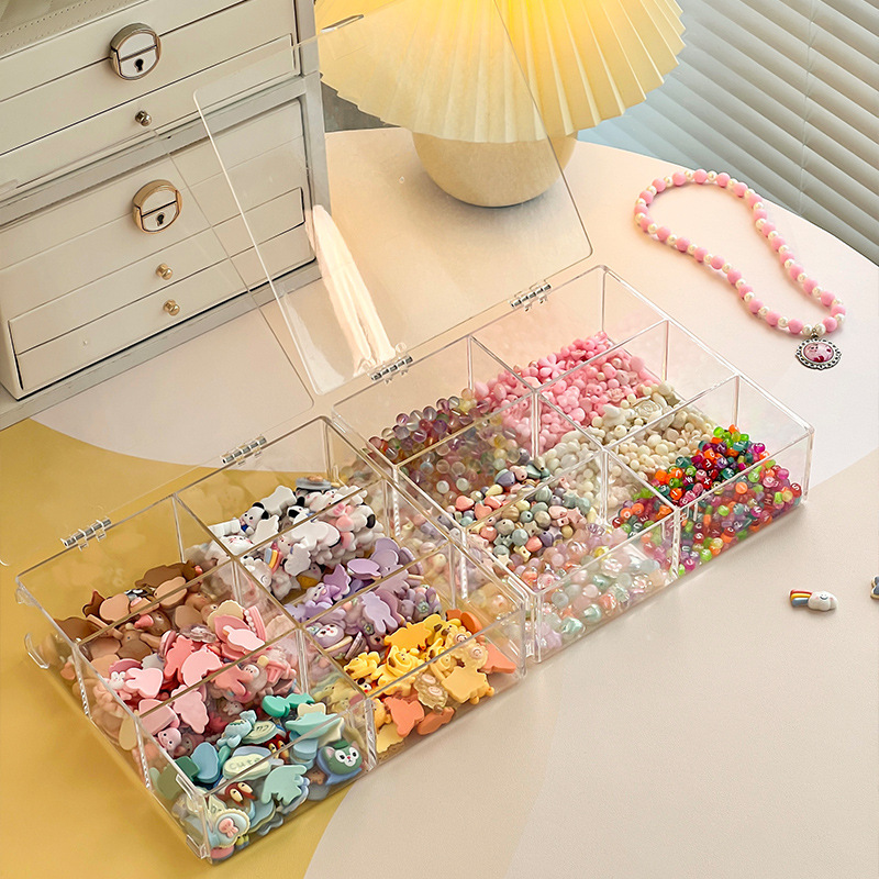 Beaded storage box beads handmade cream glue loose beads accessories diy material box large compartment acrylic Beaded storage box beads handmade cream glue loose beads accessories diy material box large compartment acrylic