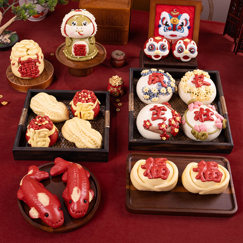 赤ちゃんの最初の誕生日、獅子舞、饅頭、花饅頭、生菓子、満月、百日、手作りの果物と野菜のジュース、花饅頭|undefined