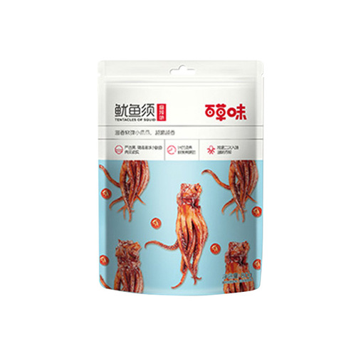 Baicaowei Squid Jaws 80g BBQ Flavor Dried Squid Strips Ready-to-Eat Seafood Snack Office Leisure Snack