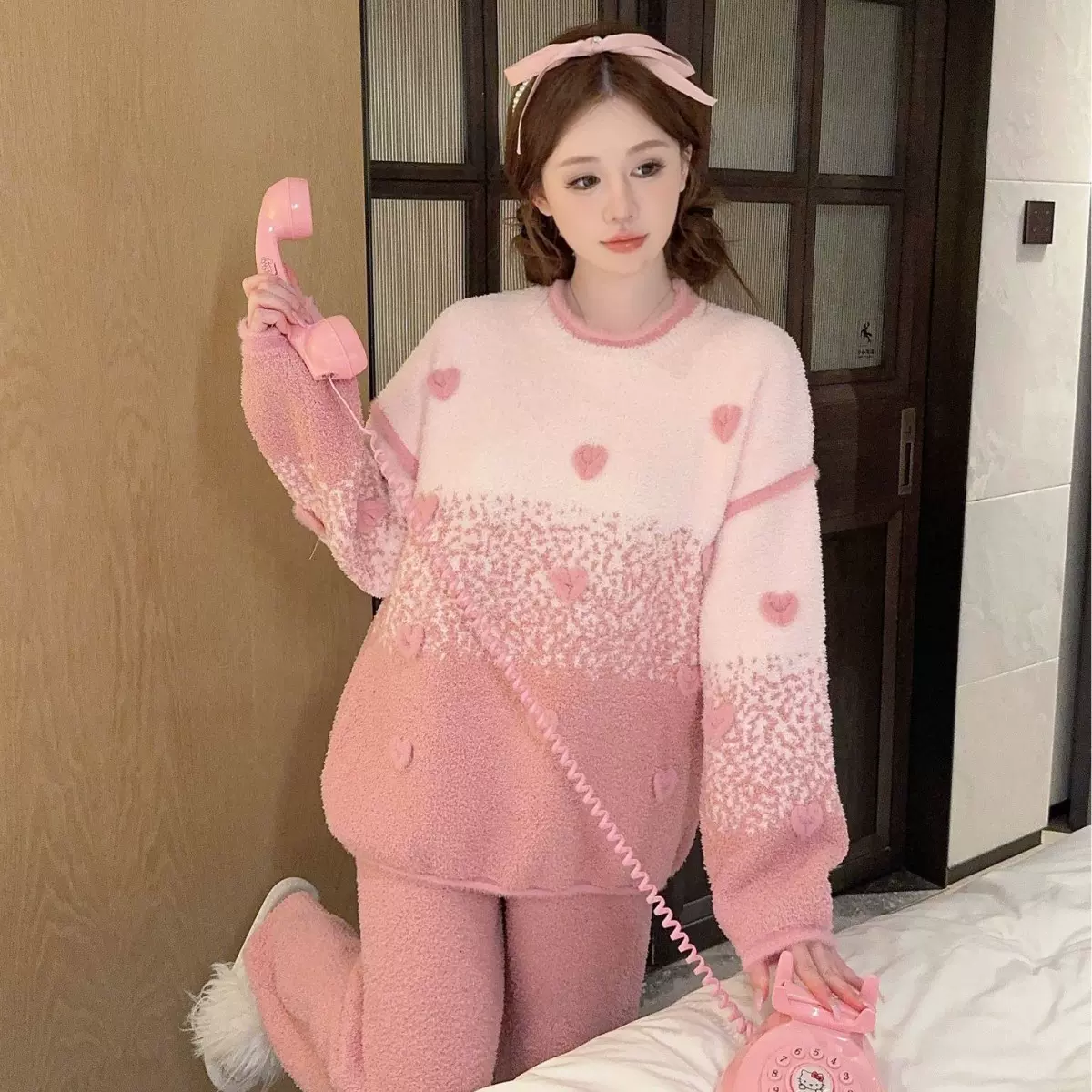 爆款软绵绵半边绒睡衣加厚保暖休闲睡衣渐变色家居服女高级感批发