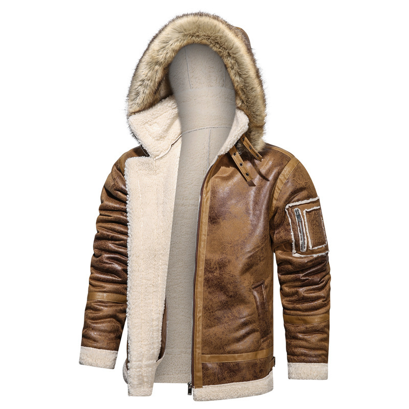 demi-season warm brown jacket for leisure with hood with zipper
