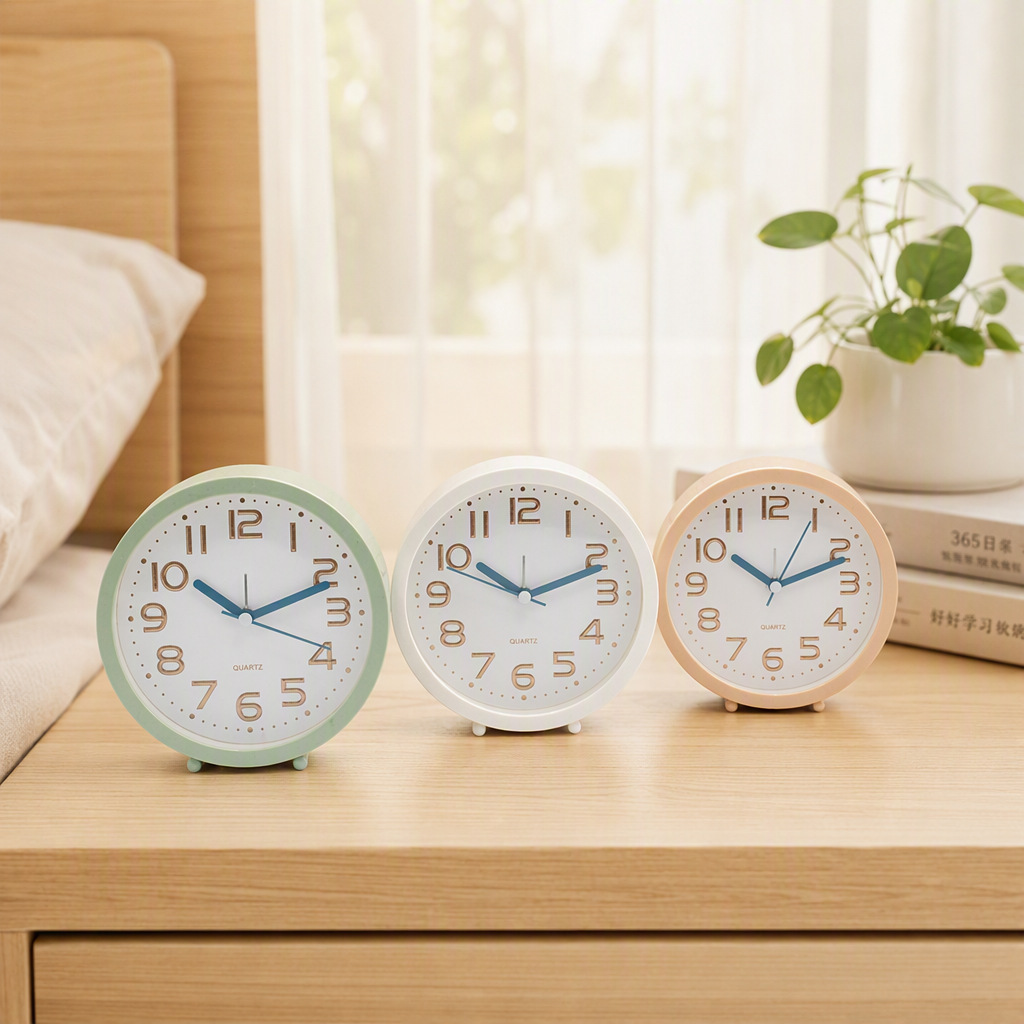 Reloj Despertador Retro de Escritorio y Cabecera, Metal, para Estudiantes y Dormitorio