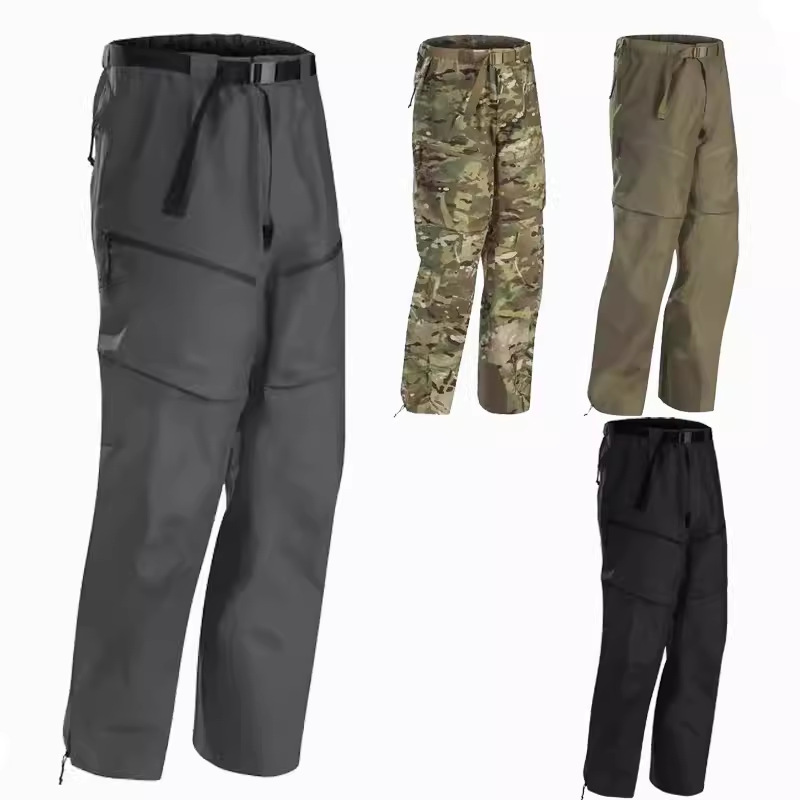 Military Bird Hard Shell Assault Pants Men's Outdoor Clothing Waterproof Side Zipper Rain Pants Fully Glued Mountaineering Pants