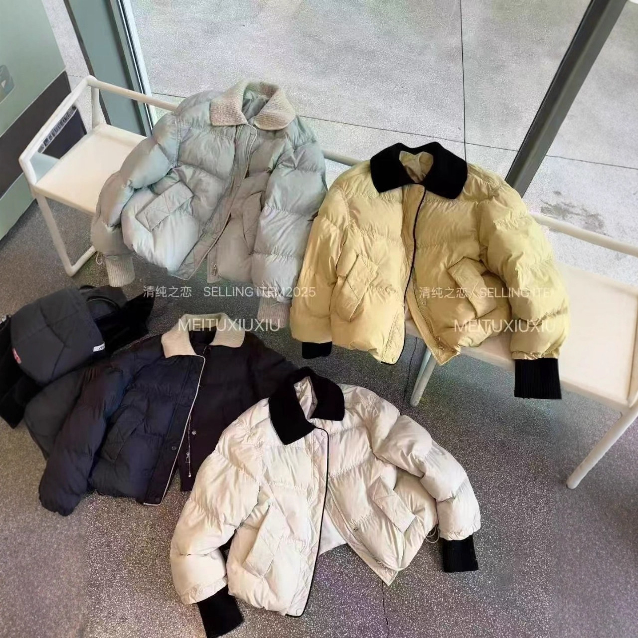 艾玉儿7250【杭州货】减龄针织拼接羽绒外套-不退换