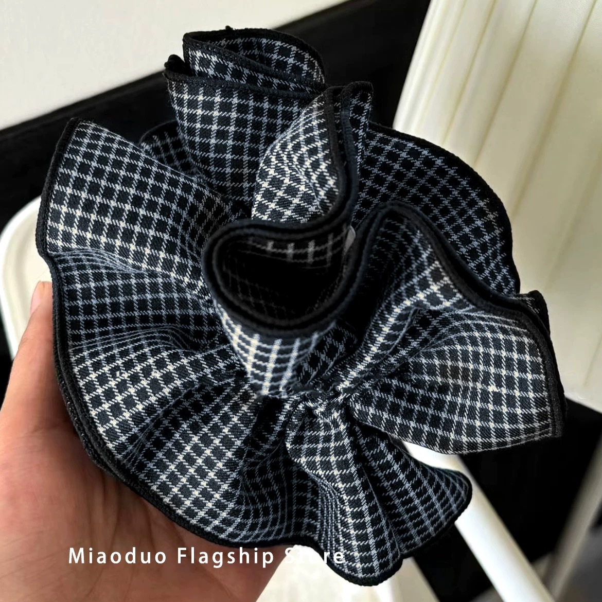 Korean Celebrity Style Korean Plaid Scrunchie Low Ponytail Hair Tie Bun Hair Band Hair Rope Headband
