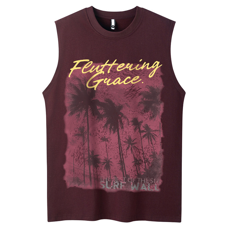 YPRS Men's Retro Style Red Brown vintage Distinctive Nostalgic Design Sleeveless Vest for Lovers