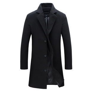 Woolen coat 2024 foreign trade men's new Korean slim fit long trench coat woolen coat factory wholesale