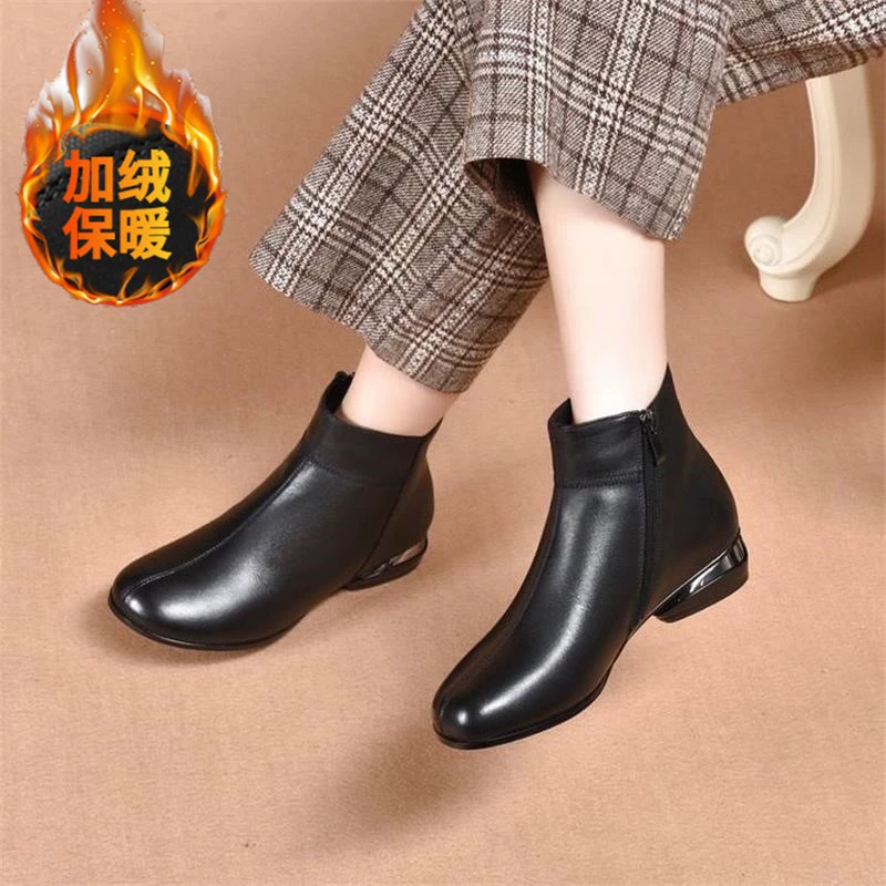 Мама маленькие короткие сапоги женские осенние зимние сапоги 2024 новая мода дикий ретро низкий каблук противоскользящие сапоги Мартин тощий сапоги