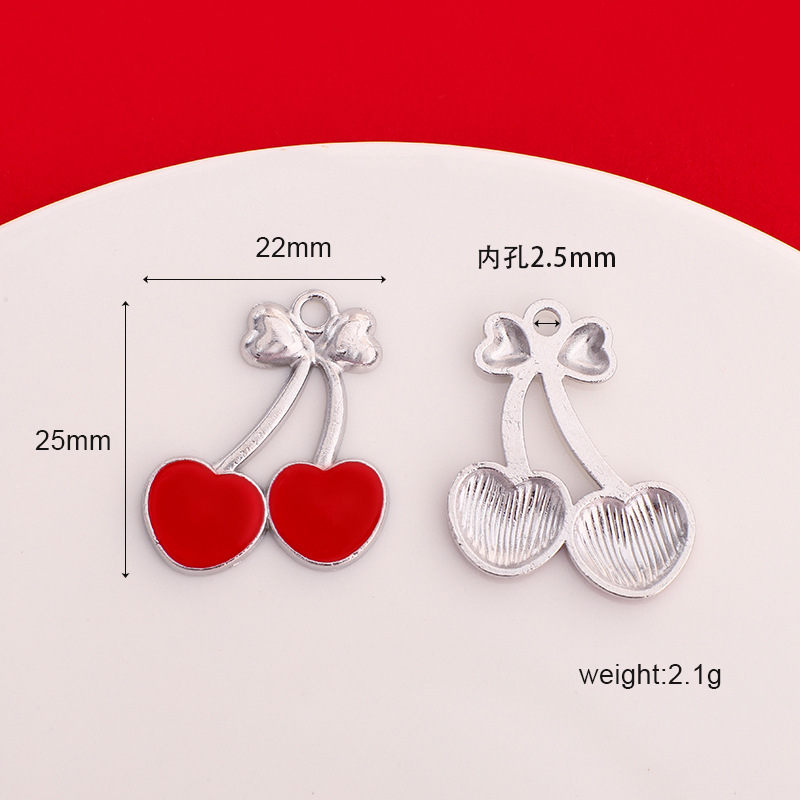Accesorios de cereza de Manzana de Metal vegetal goteo aceite aleación llavero fruta pendientes pulsera pequeño colgante