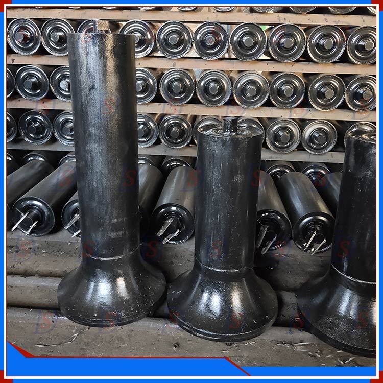 TD75输送机调心托辊组 带式输送机摩擦调心托辊 碳钢锥形调心托辊