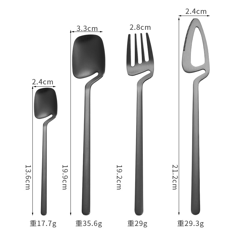 Amazon 304 acero inoxidable montado en la pared de titanio plateado cuchillo y tenedor cuchara vajilla occidental creativo taza de café cuchara larga cuchara de hielo tenedor