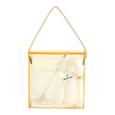 太阳花玻璃水杯带勺带毛巾礼盒伴手礼套装开业活动赠送礼品水杯