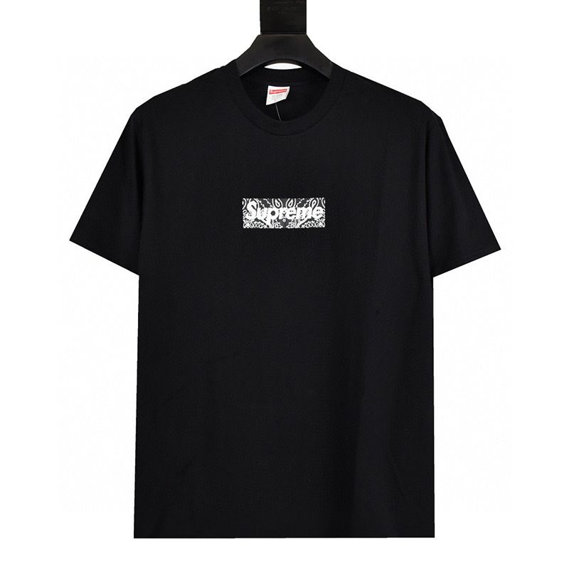 ヘビーウェイトクロスボーダー アメリカンファッション Supreme レタープリント Tシャツ BOX ラウンドネック 半袖 メンズ レディース ゆったり カジュアル Tシャツ 男女兼用