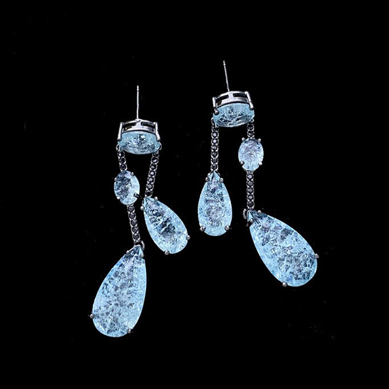 Women's Gender Inlay Design 1 Pair Ig Style Casual Water Droplets Inlay Copper Zircon Drop Earrings