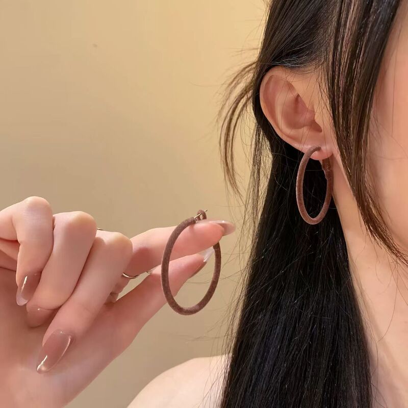 秋冬复古植绒圆圈耳环小众高级感精致ins风气质港风女耳饰品批发|undefined