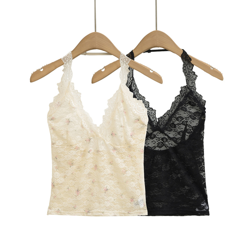 M1077-25 New Summer Style European and American Style Girl Pure Desire Sweet Casual Lace Halter Top Vest