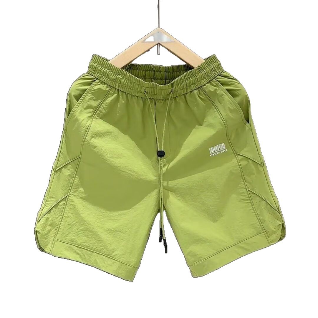 Pantalones cortos casuales de todo fósforo, pantalones de cinco puntos transpirables de secado rápido de seda de hielo para hombres, pantalones grandes rectos, comercio exterior transfronterizo de verano al por mayor