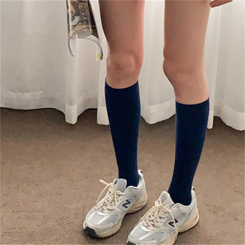 Women's calf socks spring and autumn all-match high-rise knee socks slimming gray jk socks summer stockings with small leather shoes Women's calf socks spring and autumn all-match high-rise knee socks slimming gray jk socks summer stockings with small leather shoes