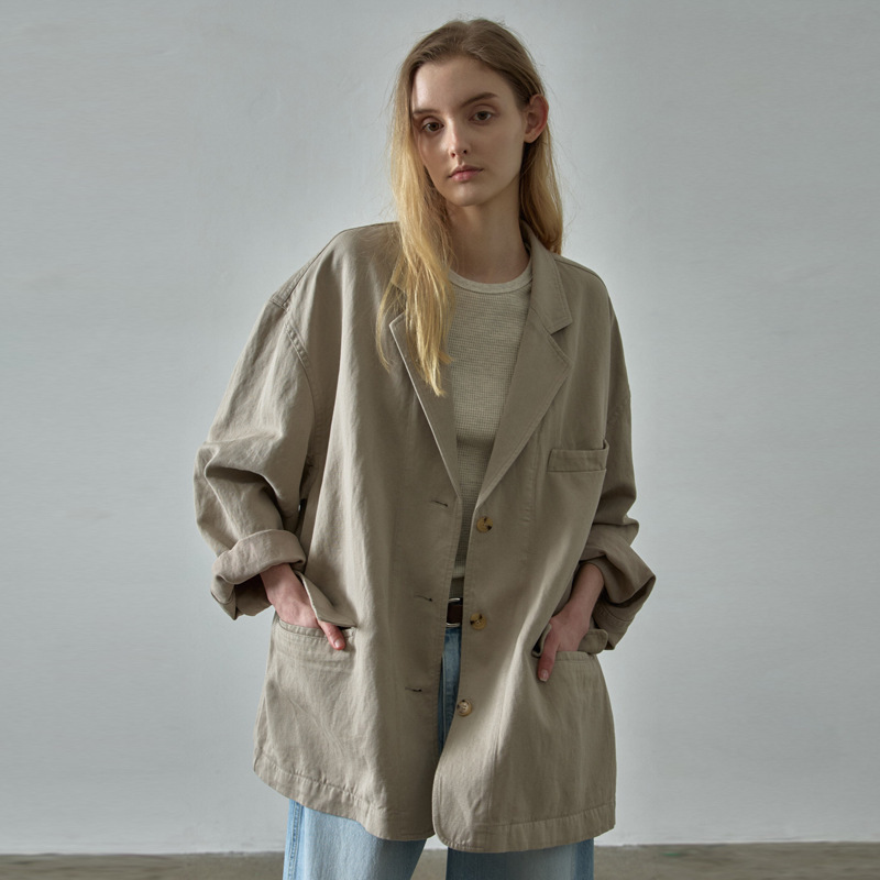 Spot Facade Pattern Suit Jacket Women's 2025 Spring and Autum New Korean Style Cotton and Linen Loose Suit