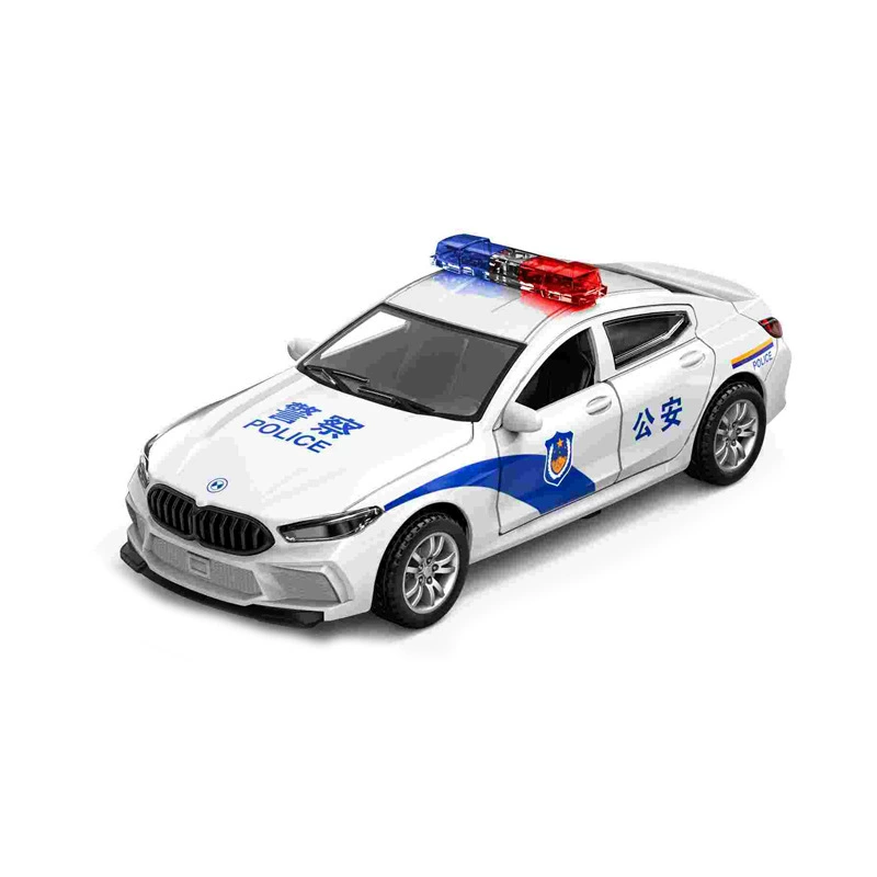 BMW, металлическая полицейская машина, большая игрушечная машина, реалистичная модель машины для мальчиков, дорожная полиция