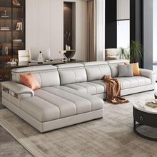新款意式极简猫抓皮沙发大小户型客厅简约现代免洗北欧科技布沙.