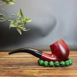 老式红檀木烟斗便携商务实木烟具礼盒装9mm原木烟斗送礼老式烟杆