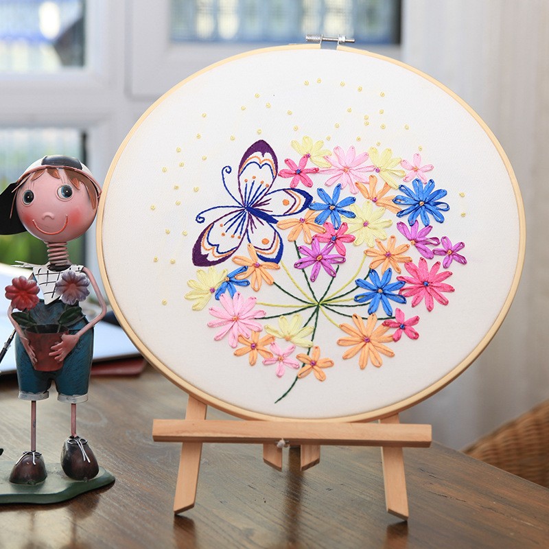 Bordado material de bricolaje Paquete de estilo europeo tridimensional hecho a mano de producción creativa adulto principiante entrada tela cinta bordado colgante pintura