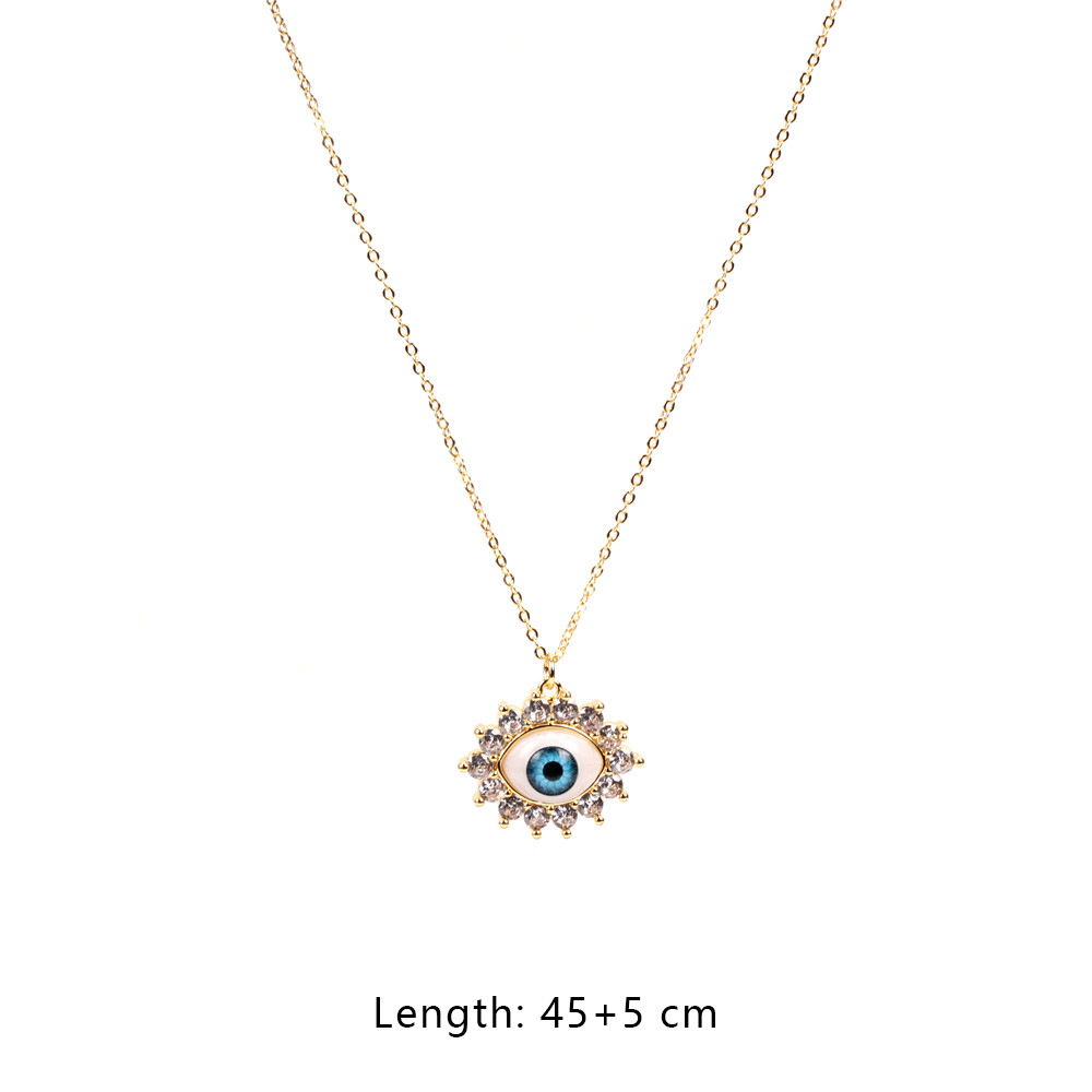 Fashion Demon Eyes Color Zircon Pendant Copper Necklace