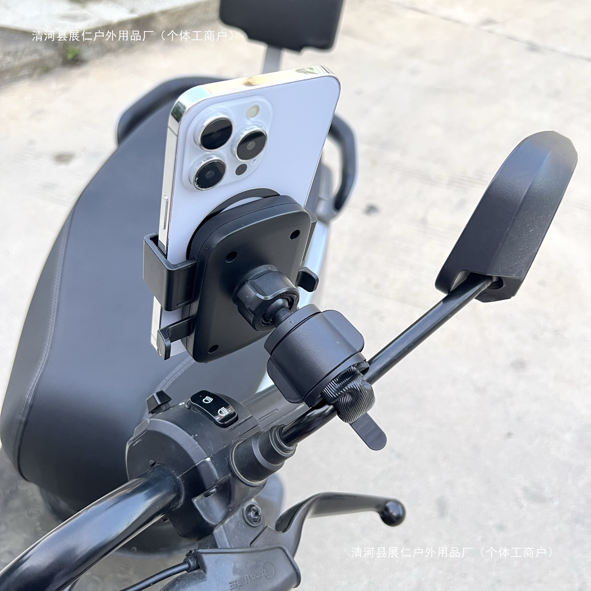 Mechanical Lock Electric Vehicle Rearview Mirror Thin Rod Mobile Phone Holder Riding Shockproof Scooter Motorcycle Diamond Rod Universal