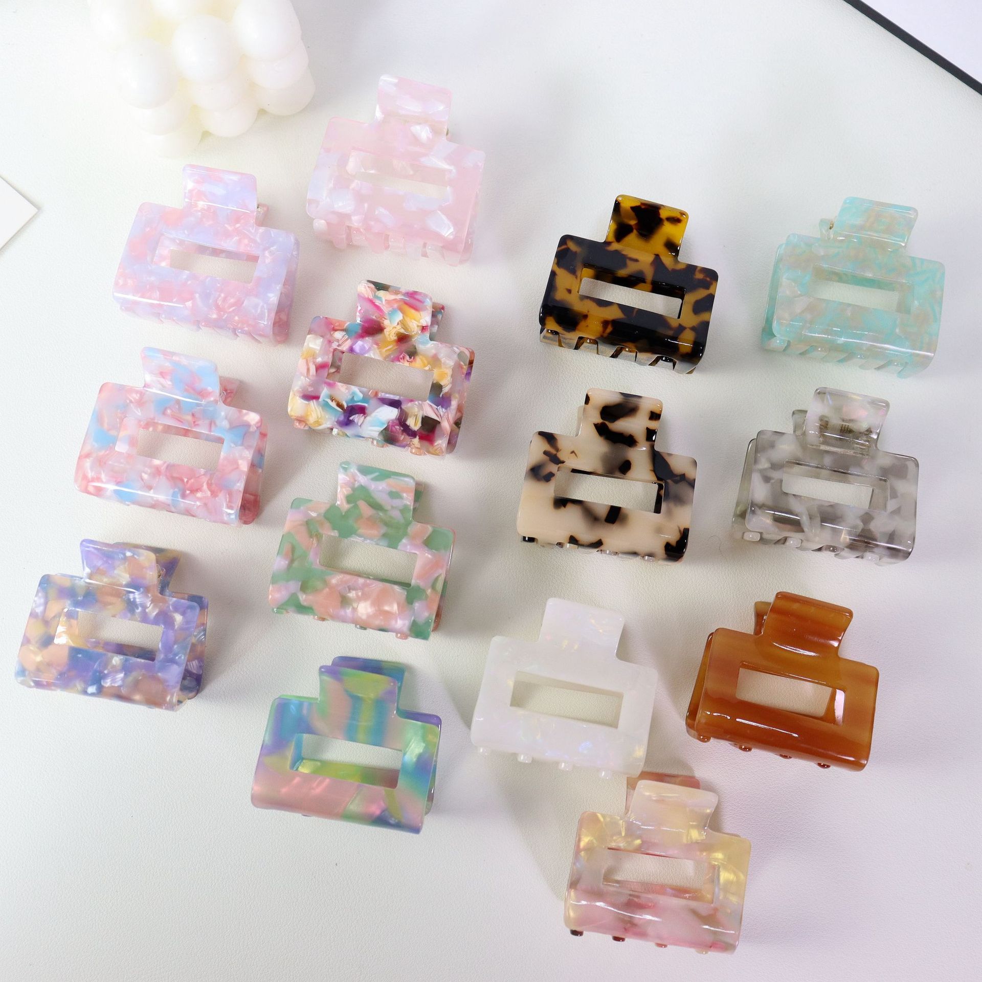 코어 모에 패션 한국 아세트산 헤어 액세서리 5cm 할로우 할로우 스퀘어 그랩 클립 레트로 우아한 악어 클립 테일 클립