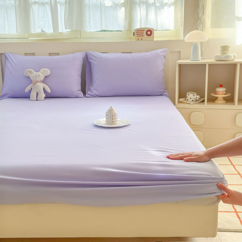 2025 nuevo estilo japonés color sólido viento sin impresión tipo A leche algodón lavado súper suave sábana de una pieza funda de almohada