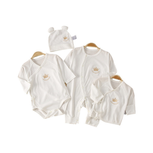 Newborn summer thin bamboo fiber long-sleeved one-piece bodysuit, half-back garment, Category A baby clothes, rompers