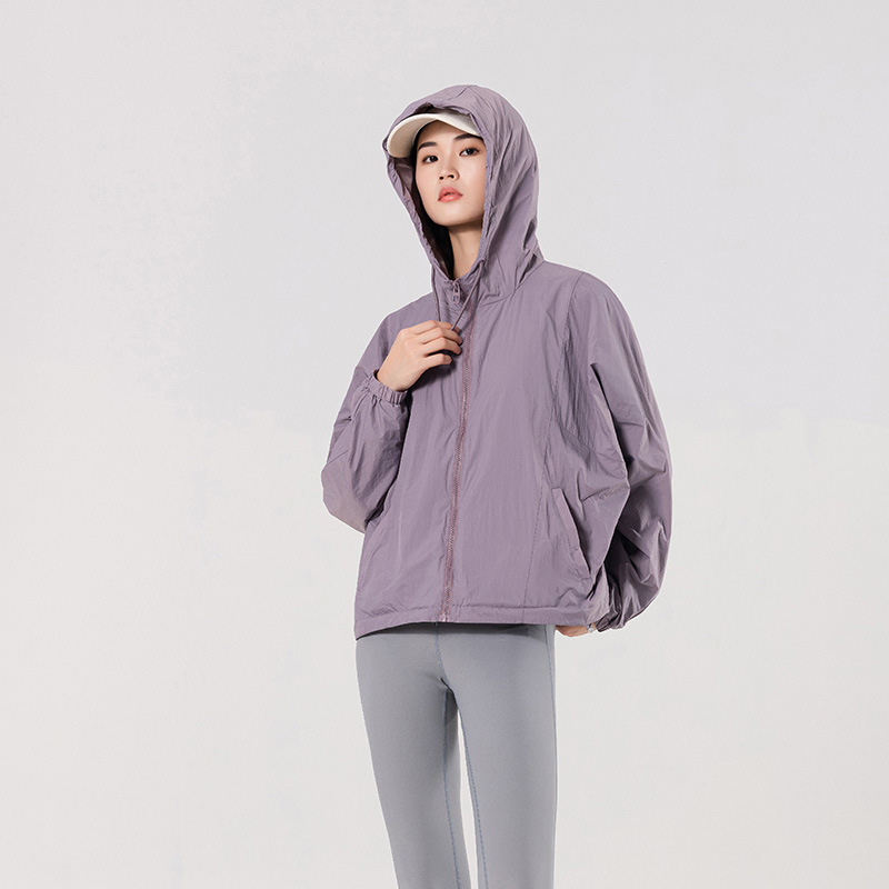 Chaqueta de Protección Solar con Capucha para Mujer Nailon Protección UPF50+ Cortavientos para Exterior