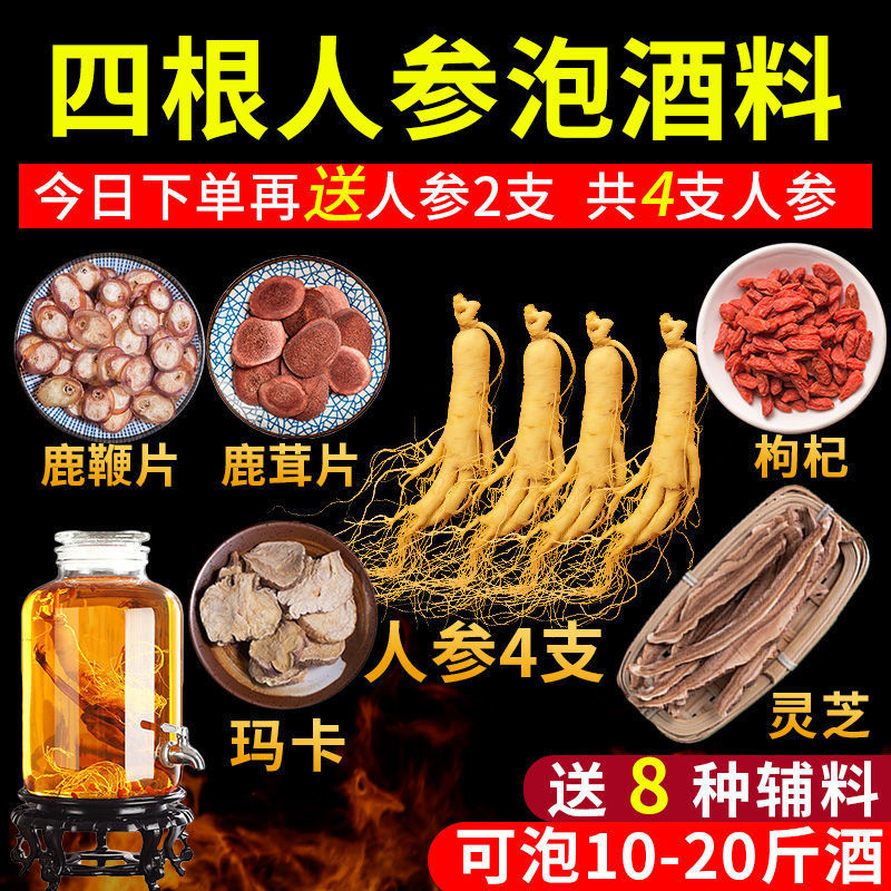 [4 large ginseng] Medicinal materials for soaking in wine