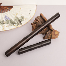 紫光檀木竹节棍子高端乌木盘玩短棍手把件实木防身棍筋骨棒擀筋棍