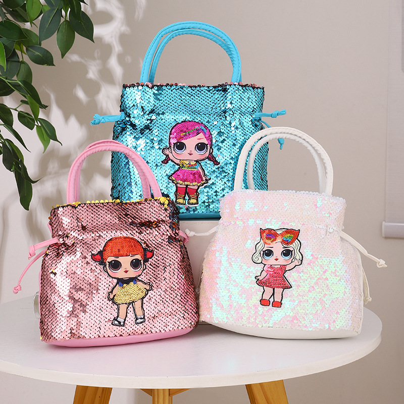 Girl's Small All Seasons Pu Leather Cartoon Cute Sequins Bucket Magnetic Buckle Handbag display picture 4