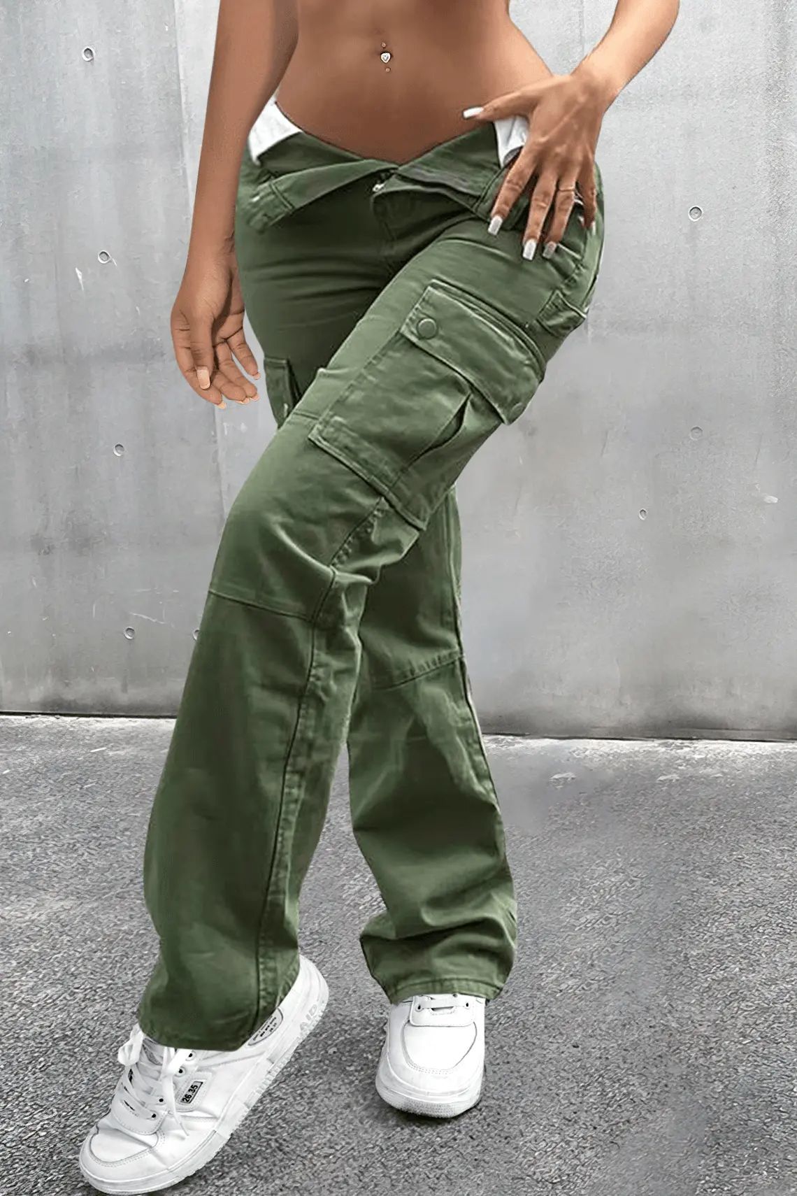 Femmes Du Quotidien Rue Décontractée Couleur Unie Toute La Longueur Poche Pantalon Cargo display picture 2