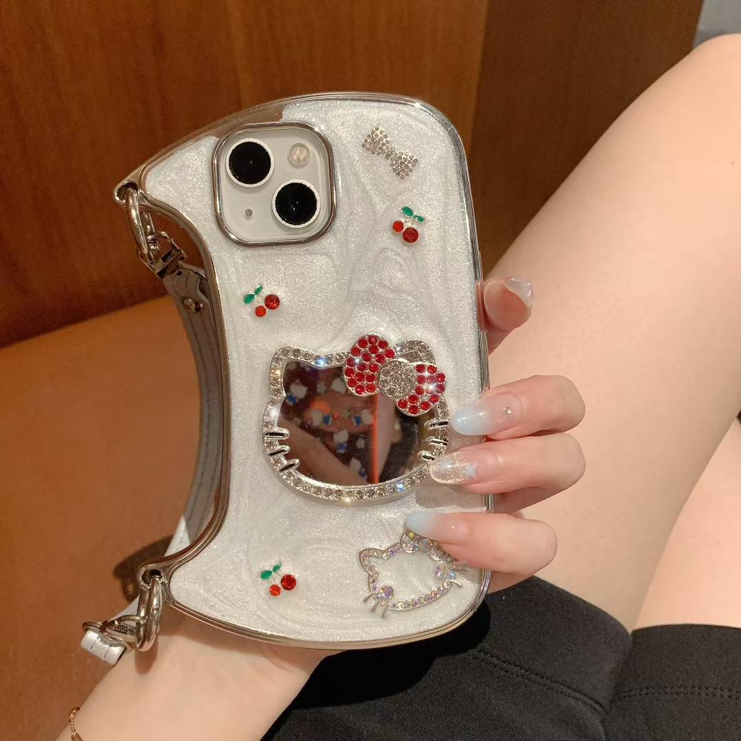 Nueva chica ins Cherry kt espejo portátil 15ProMax funda para teléfono móvil para iPhone16 Apple 14/13
