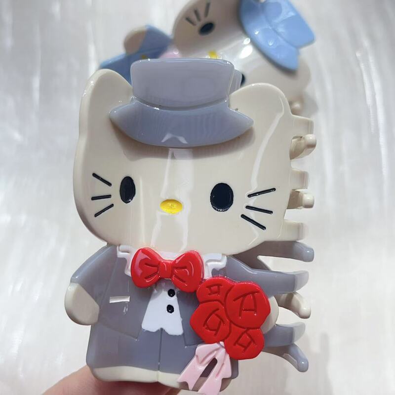 工厂批发现货大量全套款式kitty醋酸抓夹凯蒂猫拼接边夹鲨鱼夹|undefined