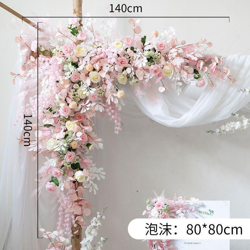 仿真花艺装饰拱门 墙面背景装饰婚礼花艺室内直播橱窗美陈假花艺|undefined