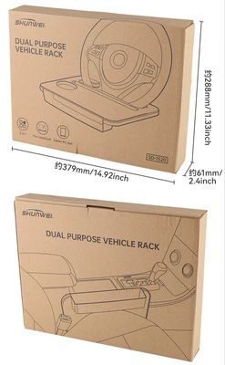 Shunwei Car Steering Wheel Small Table Gap Box Storage Rack Two-In-One Laptop Stand Car Dining Table (Car table board) - cowhide-box-regular-packaging