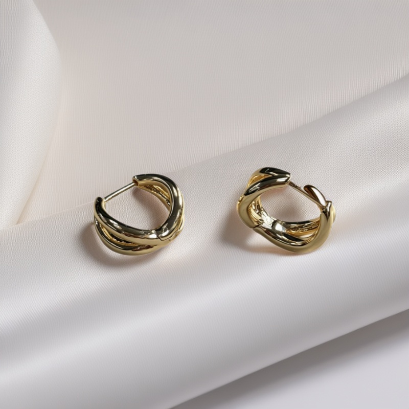 Elegant Double Layer Circular Spring Ear Clips Minimalist Style_voghion.com