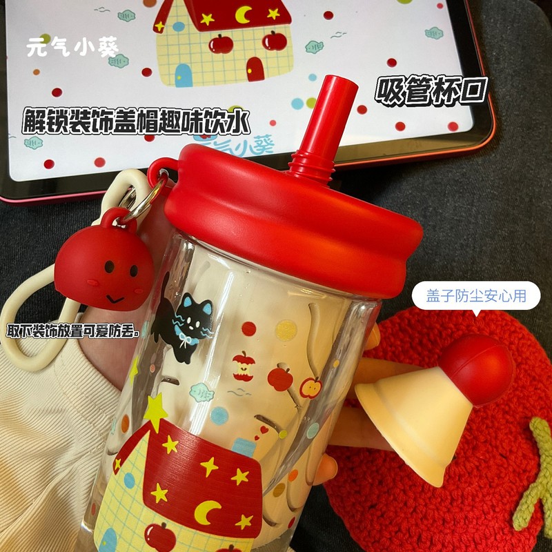 2025新款高颜值Tri'tan塑料花茶杯ins女生户外大容量卡通吸管水杯|undefined