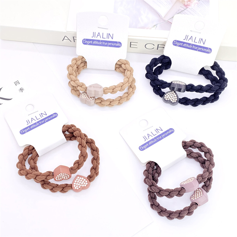 Nueva cuerda de pelo montada en la tarjeta de estilo coreano simple leche té color encaje diadema 3 banda de goma montada en la tarjeta Mujer 2 yuanes suministro de la tienda