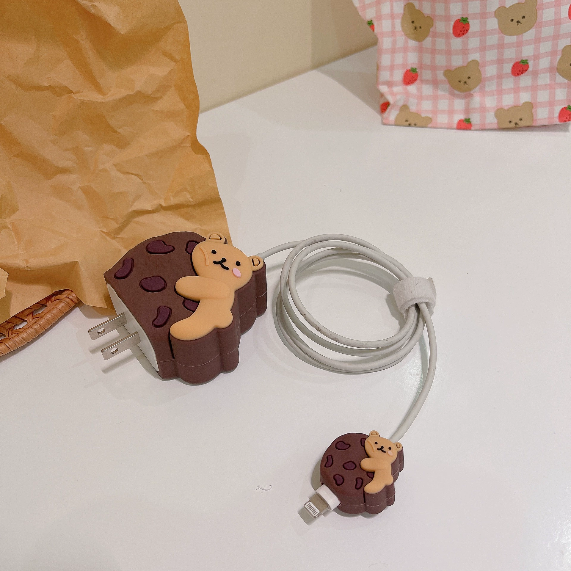 Apple, cartoon charger, protective case, 20W